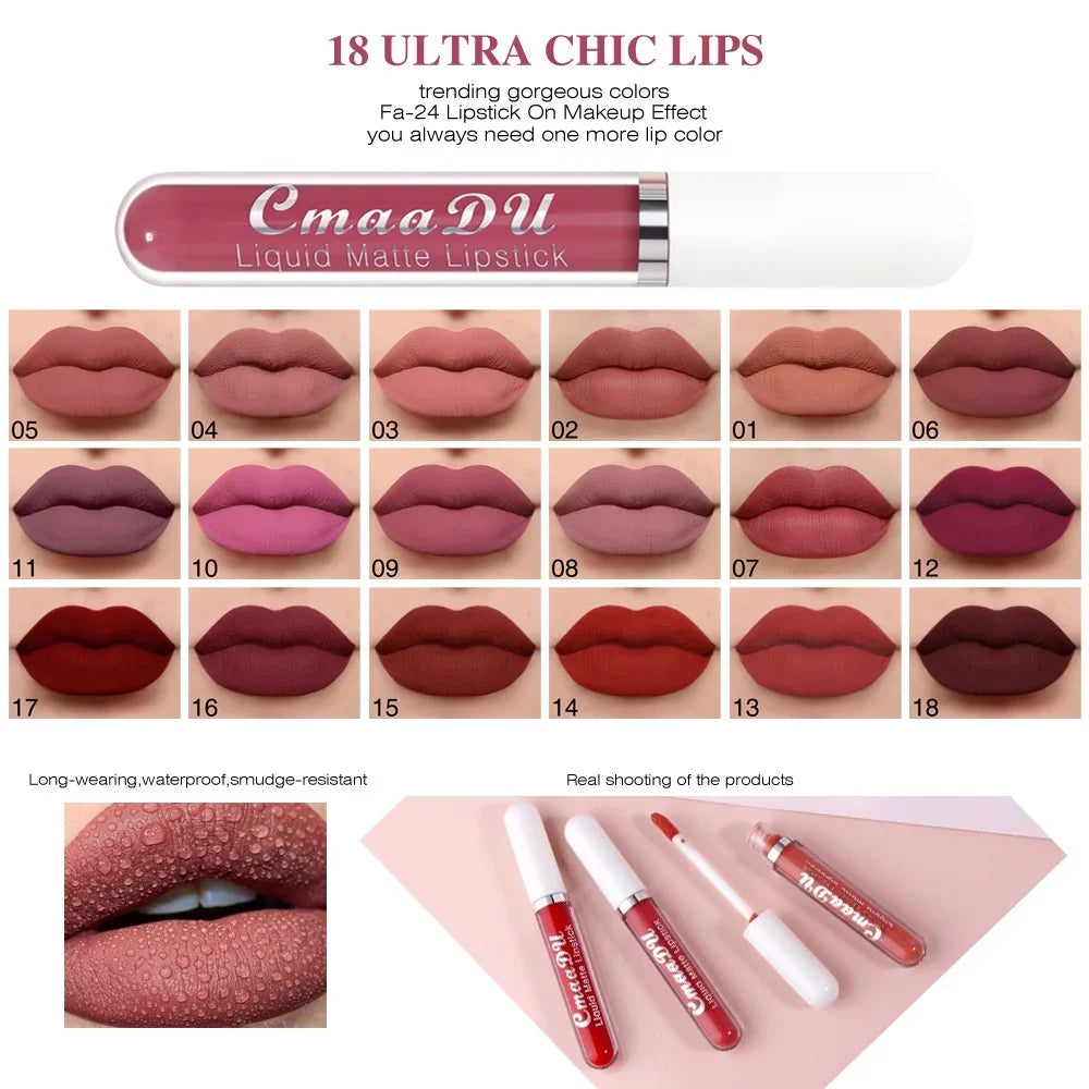 Velvet Matte Liquid Lipstick – Long-Lasting, Waterproof, Nonstick Red Lip Gloss for Bold Beauty