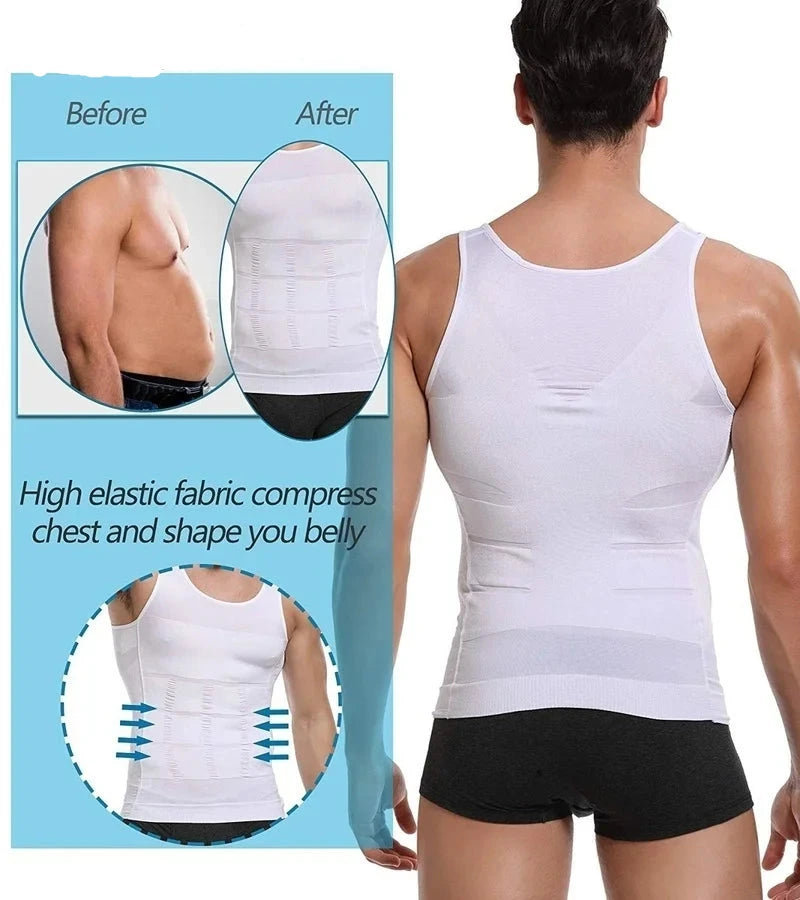 Men’s Compression Shirt – Slimming Body Shaper Vest for Chest, Abdomen & Waist Support