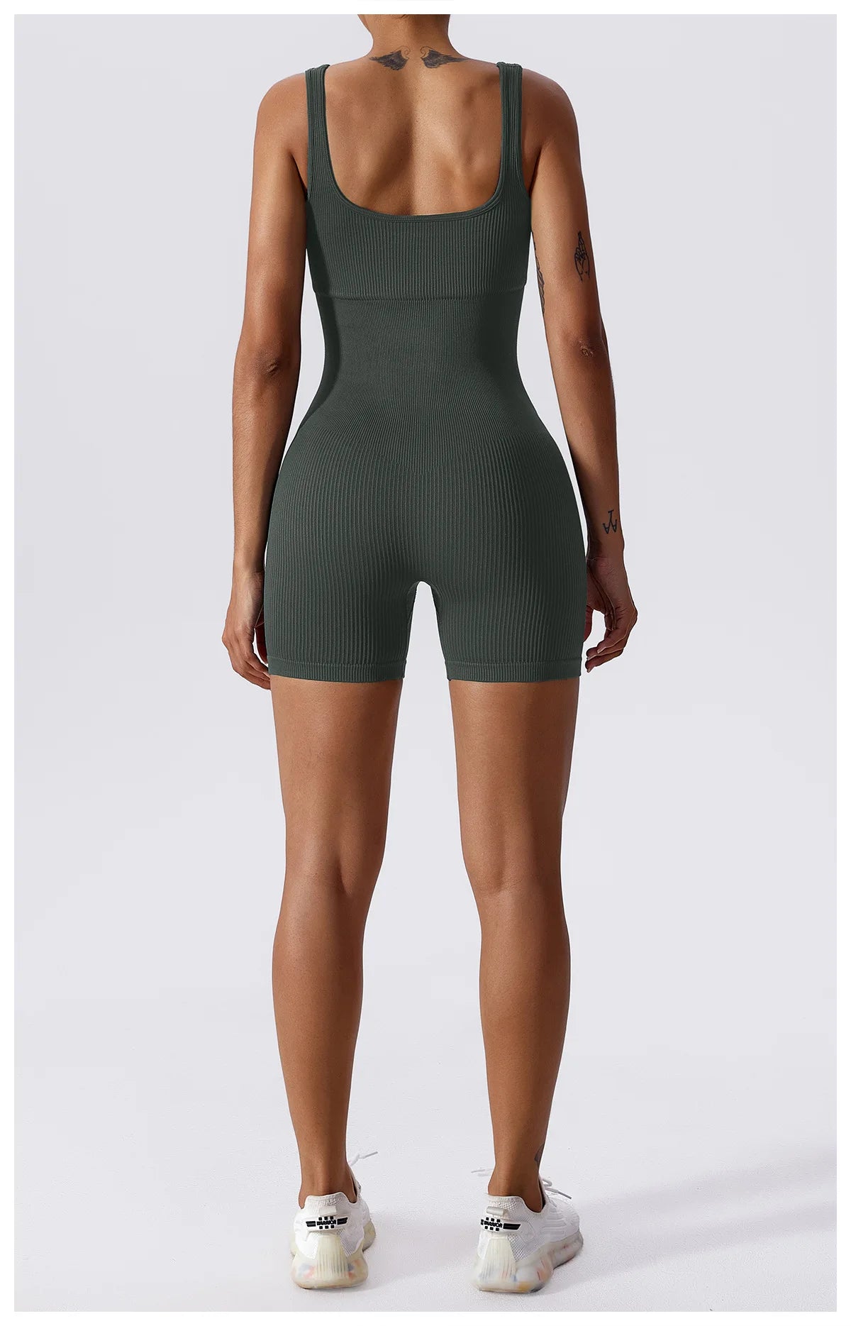 Women's Yoga Rompers One Piece Tummy Control Seamless Ribbed Jumpsuit Padded Sports Bra Romper Fashion Fitness Sportwear
