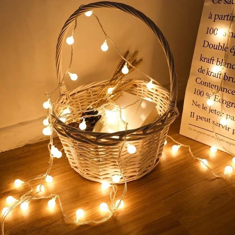 10M USB/Battery Powered LED Ball String Lights – Outdoor Fairy Garland Lights for Wedding, Garden, Christmas, and Party Decoration