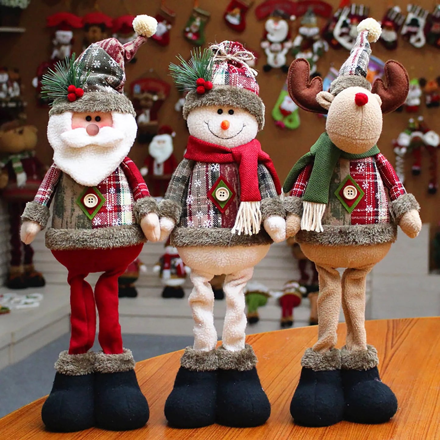 48cm*18cm Santa, Snowman & Reindeer Table and Mantel Christmas Decoration – Festive Leg Ornaments for Xmas Tree and Holiday Gifts