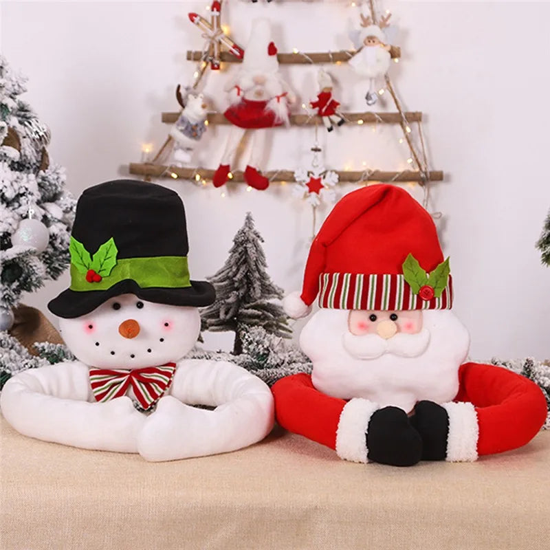 105cm Santa Claus & Snowman Hugs the Tree Doll – Festive Christmas Tree Ornament for 2024, Holiday Decor & New Year Celebration