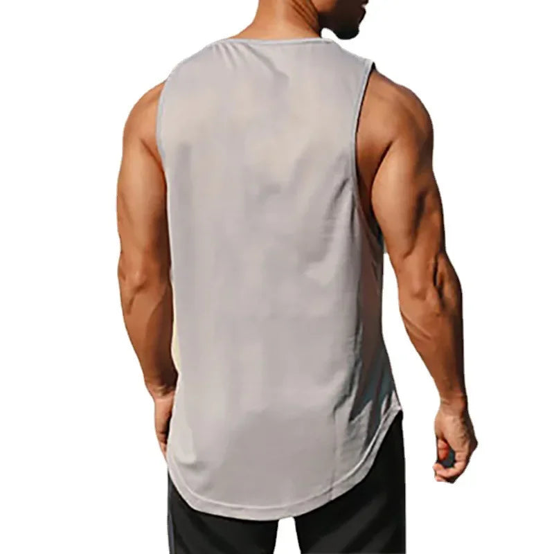 Summer Mens Gym Tank Tops Fitness Clothing Mesh Quick Dry Loose Fit Bodybuilding Sleeveless T Shirts Men Fashion Basketball Vest