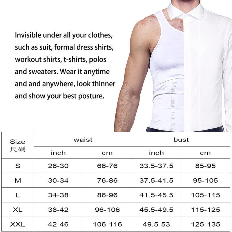 Men’s Compression Shirt – Slimming Body Shaper Vest for Chest, Abdomen & Waist Support