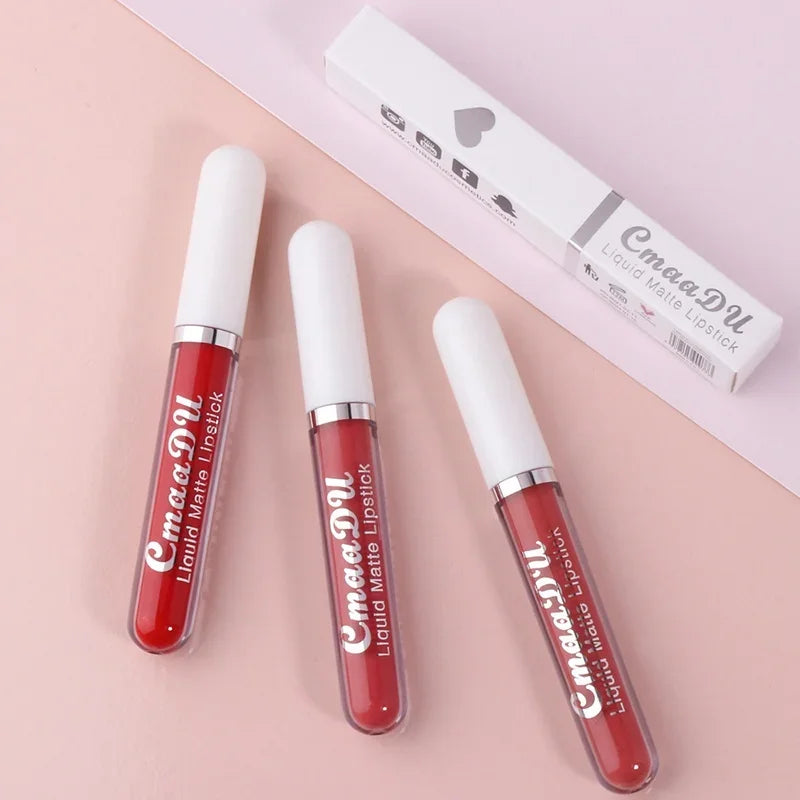 Velvet Matte Liquid Lipstick – Long-Lasting, Waterproof, Nonstick Red Lip Gloss for Bold Beauty