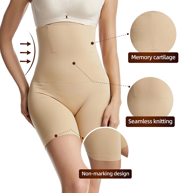 Trendy High Waist Trainer Panties Shapewear for Women Tummy Control Hip Butt Lifter Shorts Slimming Sheath Ladies Mid Thigh Body Shaper