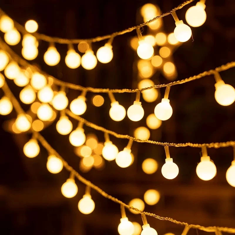 10M USB/Battery Powered LED Ball String Lights – Outdoor Fairy Garland Lights for Wedding, Garden, Christmas, and Party Decoration