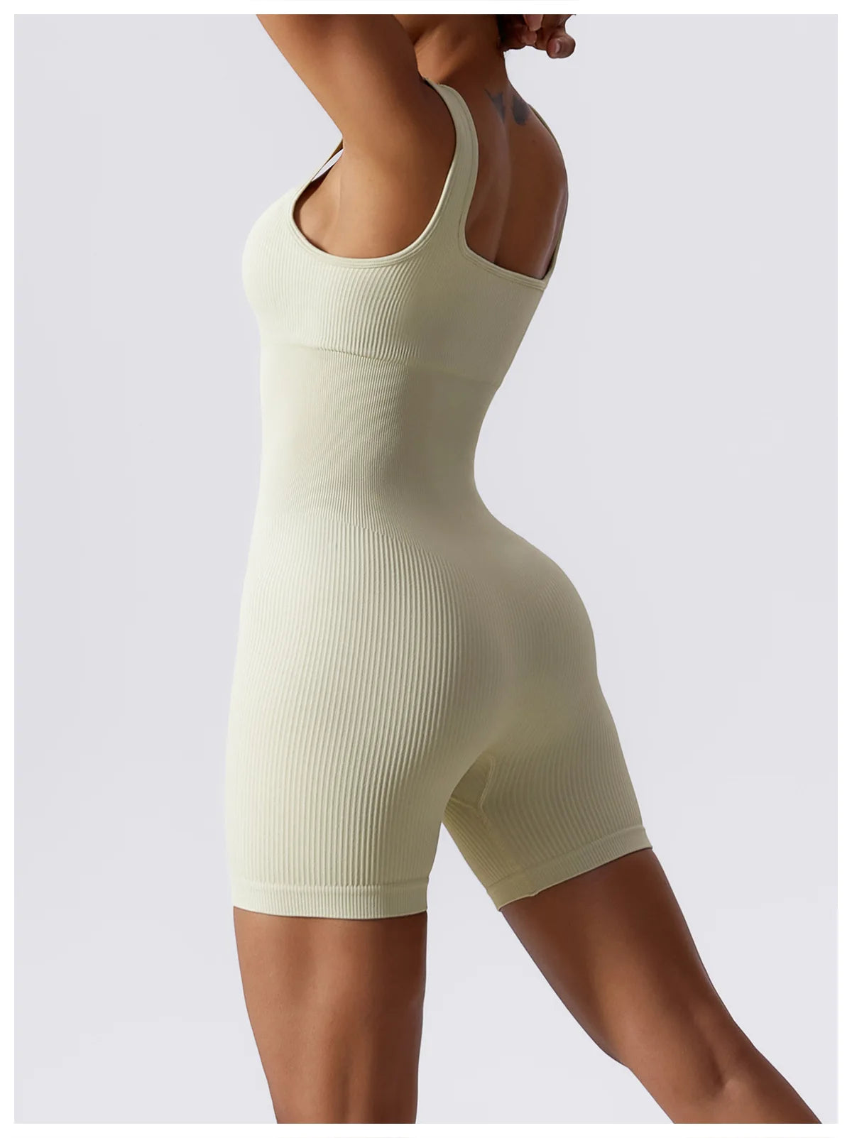 Women's Yoga Rompers One Piece Tummy Control Seamless Ribbed Jumpsuit Padded Sports Bra Romper Fashion Fitness Sportwear