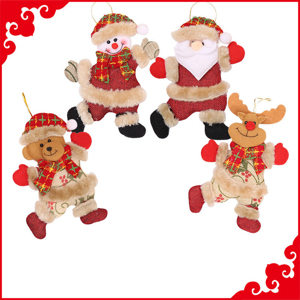 4Pcs Christmas Ornaments Gift Santa Claus Snowman Tree Toy Doll Hang Decorations