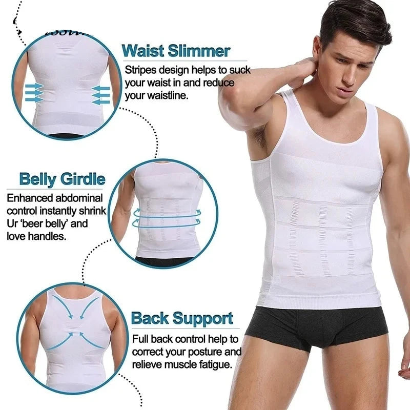 Men’s Compression Shirt – Slimming Body Shaper Vest for Chest, Abdomen & Waist Support
