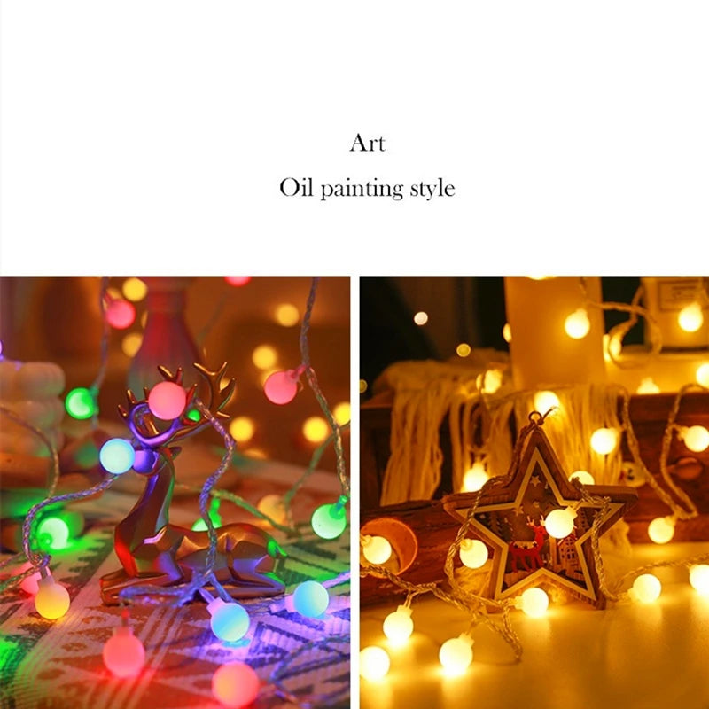 10M USB/Battery Powered LED Ball String Lights – Outdoor Fairy Garland Lights for Wedding, Garden, Christmas, and Party Decoration