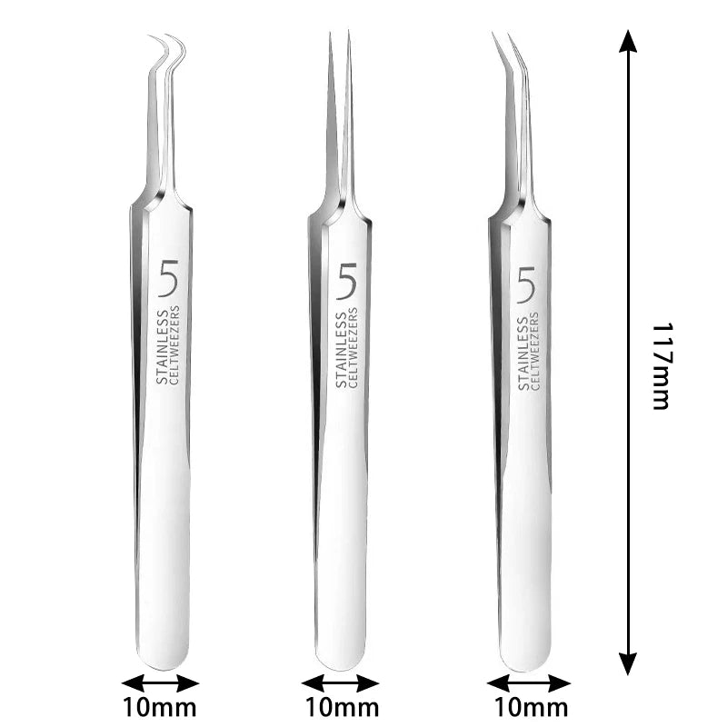 German Ultra-Fine No. 5 Blackhead Tweezers – Precision Acne & Pimple Extractor for Professional Beauty Care