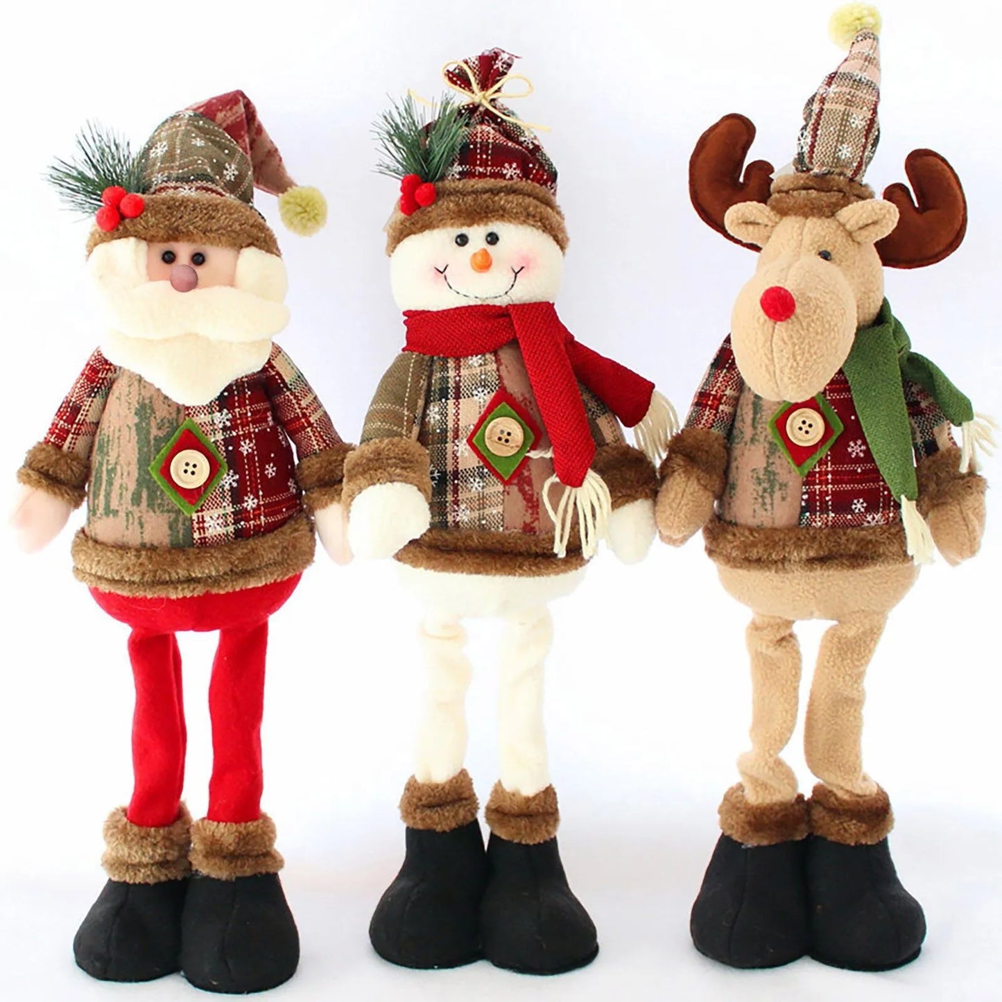 48cm*18cm Santa, Snowman & Reindeer Table and Mantel Christmas Decoration – Festive Leg Ornaments for Xmas Tree and Holiday Gifts