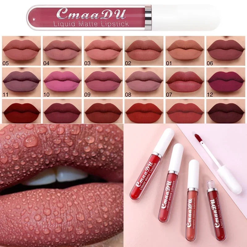Velvet Matte Liquid Lipstick – Long-Lasting, Waterproof, Nonstick Red Lip Gloss for Bold Beauty