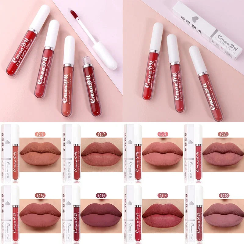 Velvet Matte Liquid Lipstick – Long-Lasting, Waterproof, Nonstick Red Lip Gloss for Bold Beauty