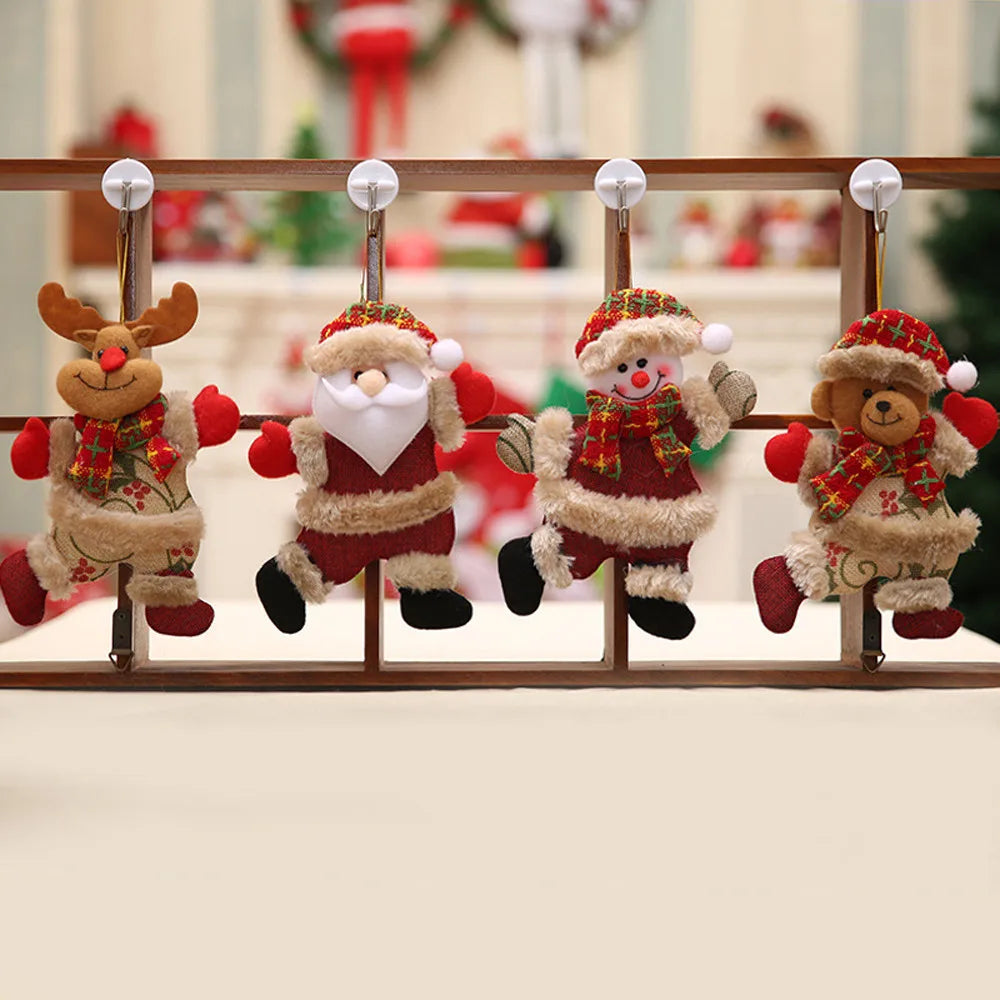 4Pcs Christmas Ornaments Gift Santa Claus Snowman Tree Toy Doll Hang Decorations