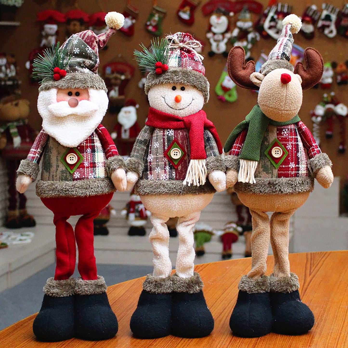 48cm*18cm Santa, Snowman & Reindeer Table and Mantel Christmas Decoration – Festive Leg Ornaments for Xmas Tree and Holiday Gifts