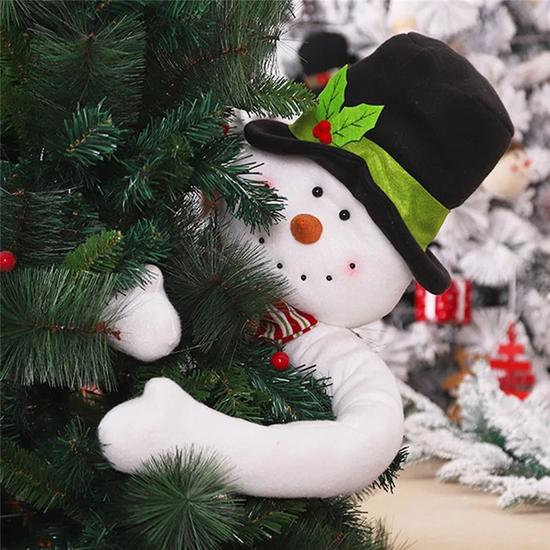 105cm Santa Claus & Snowman Hugs the Tree Doll – Festive Christmas Tree Ornament for 2024, Holiday Decor & New Year Celebration