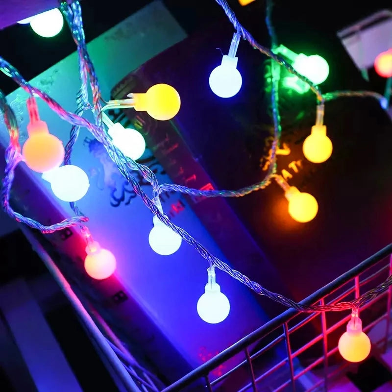 10M USB/Battery Powered LED Ball String Lights – Outdoor Fairy Garland Lights for Wedding, Garden, Christmas, and Party Decoration