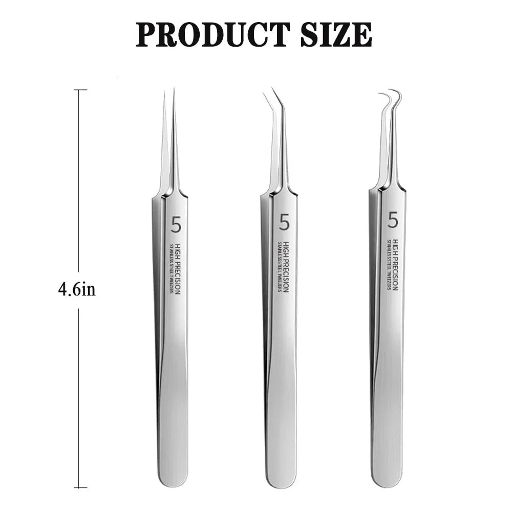 German Ultra-Fine No. 5 Blackhead Tweezers – Precision Acne & Pimple Extractor for Professional Beauty Care