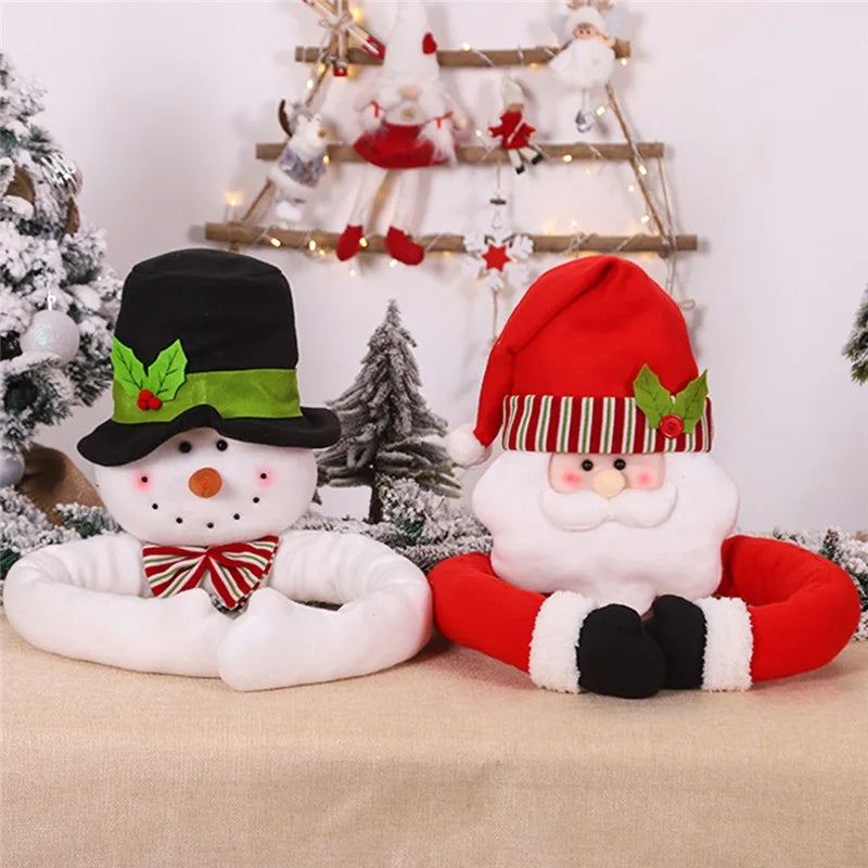 105cm Santa Claus & Snowman Hugs the Tree Doll – Festive Christmas Tree Ornament for 2024, Holiday Decor & New Year Celebration