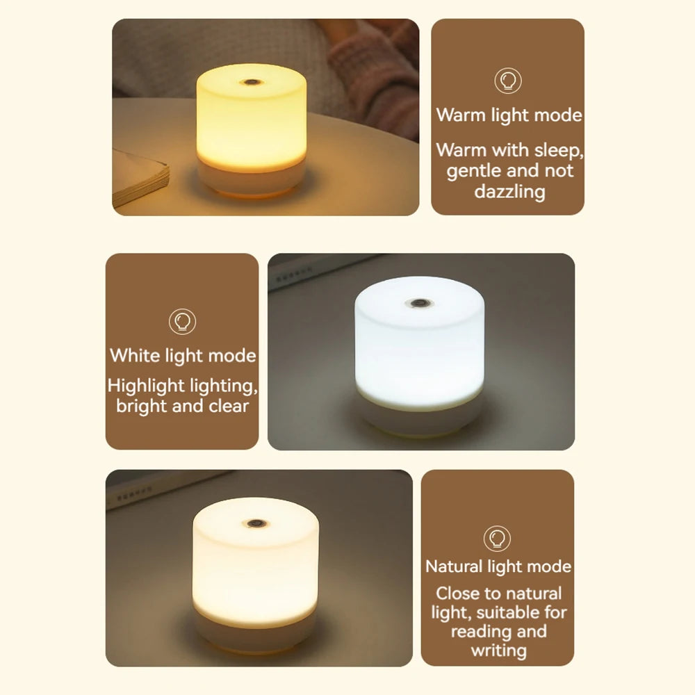 Touch Bedside Lamp with USB Charging – 3-Mode Dimmable LED Night Light for Bedroom, Eye Protection & Kids' Gift