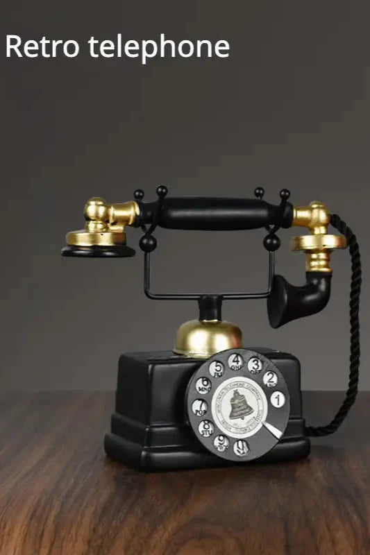 Vintage Decorative Telephone – Classic American Rotary Phone Replica, Handcrafted Resin for Study Room & Bookshelf Display