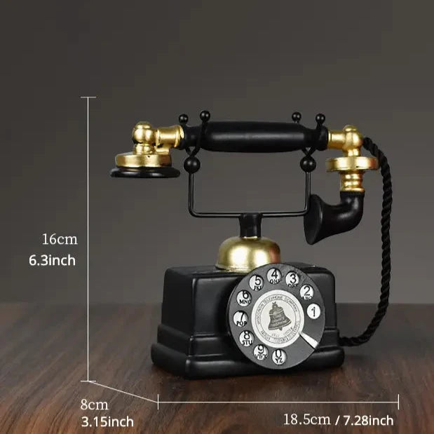Vintage Decorative Telephone – Classic American Rotary Phone Replica, Handcrafted Resin for Study Room & Bookshelf Display