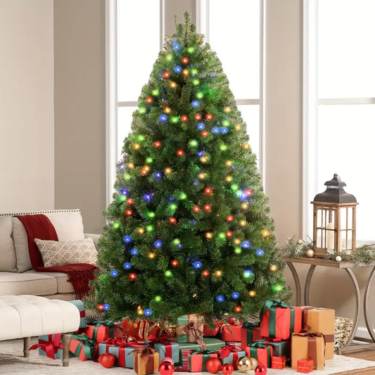 Premium Artificial Christmas Tree - 1477 Tips, 250 LED Lights, 8 Lighting Modes, Foldable Metal Stand