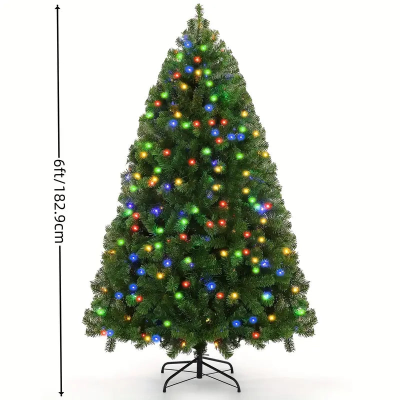 Premium Artificial Christmas Tree - 1477 Tips, 250 LED Lights, 8 Lighting Modes, Foldable Metal Stand