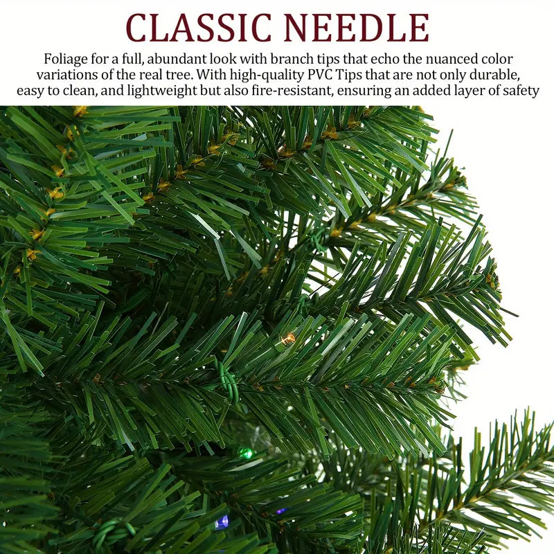 Premium Artificial Christmas Tree - 1477 Tips, 250 LED Lights, 8 Lighting Modes, Foldable Metal Stand