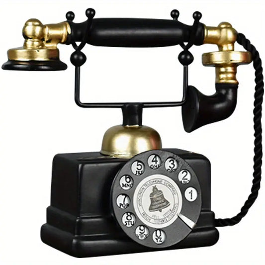 Vintage Decorative Telephone – Classic American Rotary Phone Replica, Handcrafted Resin for Study Room & Bookshelf Display